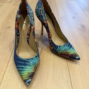 San MARINA Italian Blue and Orange Patterned Heels